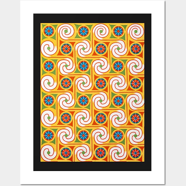 Funky Spiral 70s Retro Fashion Circles Creative Orange Yellow Wall Art by ernstc